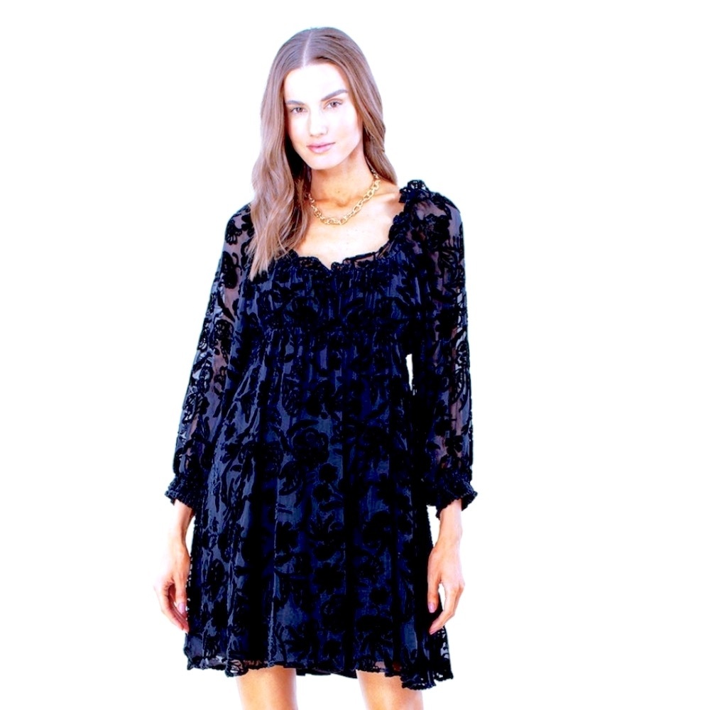 Narva Solid Velvet Burnout Dress